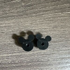 Disney Small Pin Backs Black Mickey Mouse Heads Set 2 Rubber